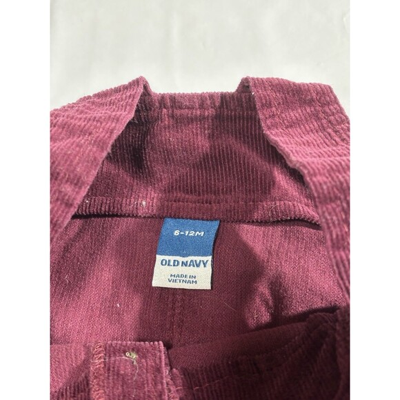 Old Navy Girl's Sleeveless Button-Front Corduroy Overall Burgundy Dress 6-12 Mon - Picture 4 of 7